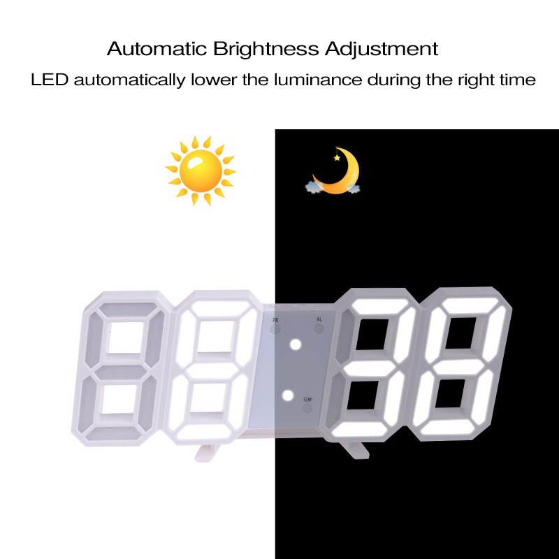 Đồng hồ LED 3D treo tường, để bàn thông minh TN828 Smart Clock