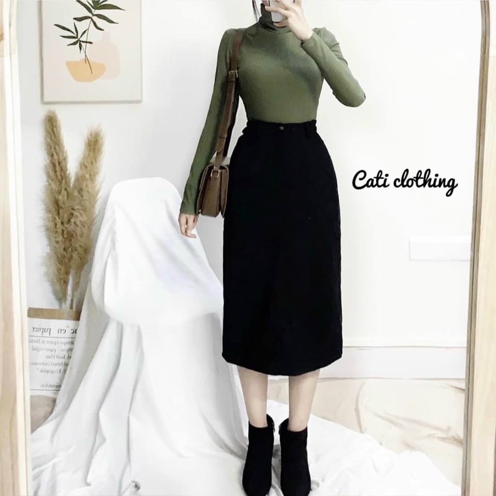 [Mã 11FASHIONSALE1 giảm 10K đơn 50K] chân váy nhung tăm, chân váy nhung thu đông bút chì 820 | WebRaoVat - webraovat.net.vn