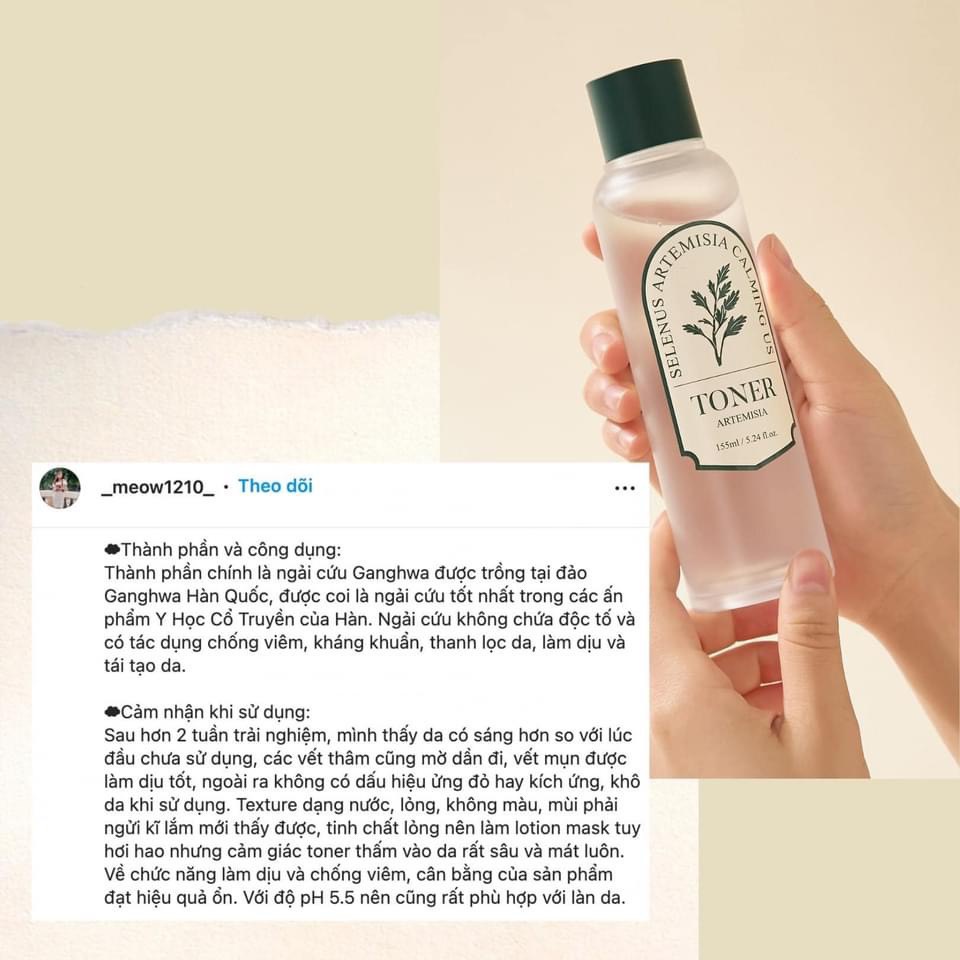 Nước cân bằng tinh chất ngải cứu SELENUS Artemisia Calming Us Toner 155ml