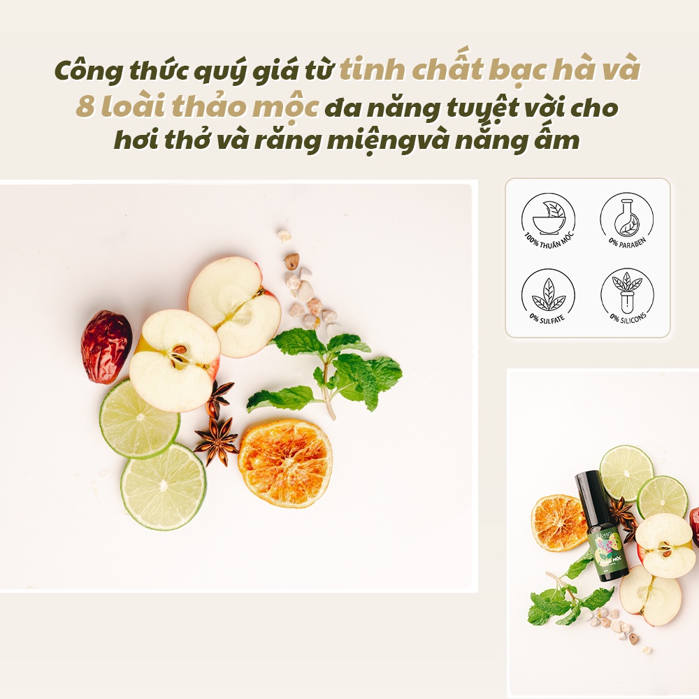 Sịt Thơm Miệng Thảo Mộc The Fleura , Xịt Thơm Miệng, Khử Mùi Hôi Vị Bạc Hà Cam Thảo An Toàn Và Thân Thiện