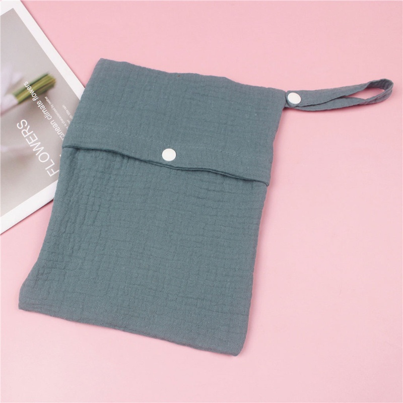 Túi Đựng Tã Lót Em Bé Bằng Cotton Mềm Màu Trơn Đa Năng Kích Thước 25x20cm Có Thể Tái Sử Dụng