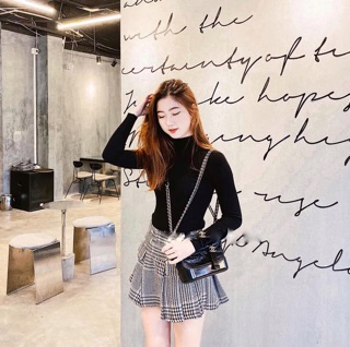 Chân váy dạ kẻ