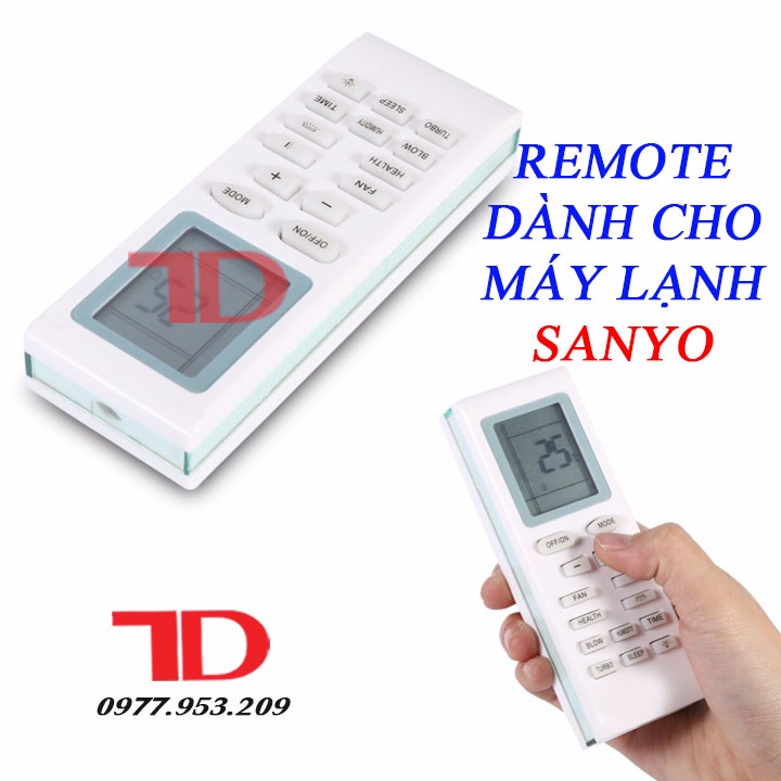 Remote máy lạnh, điều khiển dành cho máy lạnh SANYO viền xanh