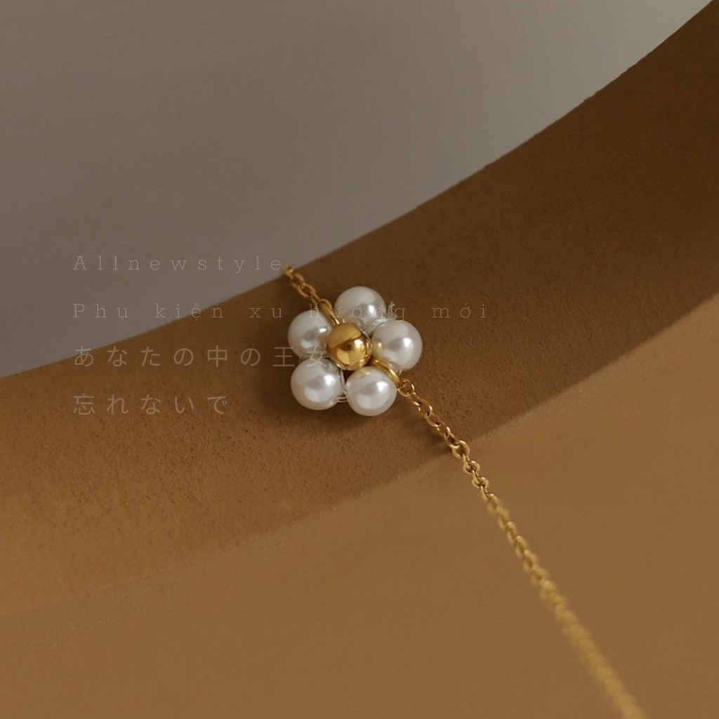 Vòng cổ mặt hoa mai Allnewstyle thép mạ vàng 18K