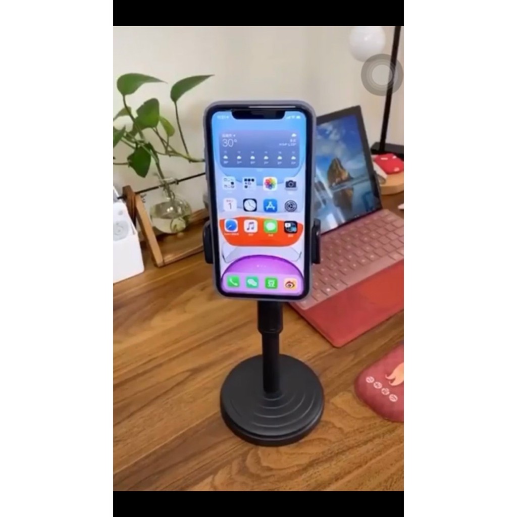 Giá đỡ điện thoại, kẹp điện thoại để bàn xoay 360 độ, có điều chỉnh độ cao tùy thích.