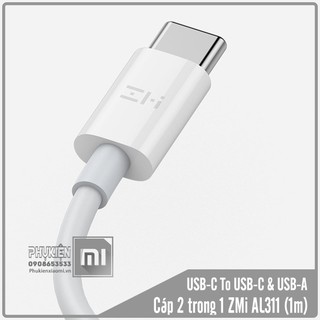 CÁP 2 TRONG 1 TYPE-C TO TYPE-C (USB-A) XIAOMI ZMI AL311