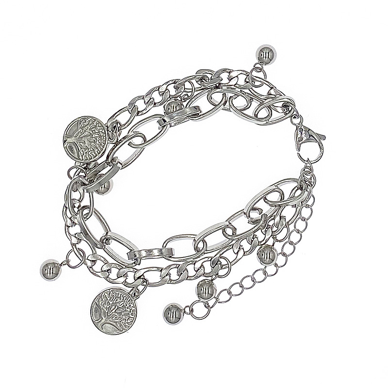 Vòng Tay Hai Lớp Mặt Hình Cây Phong Cách Hip Hop Hàn Quốc 19041