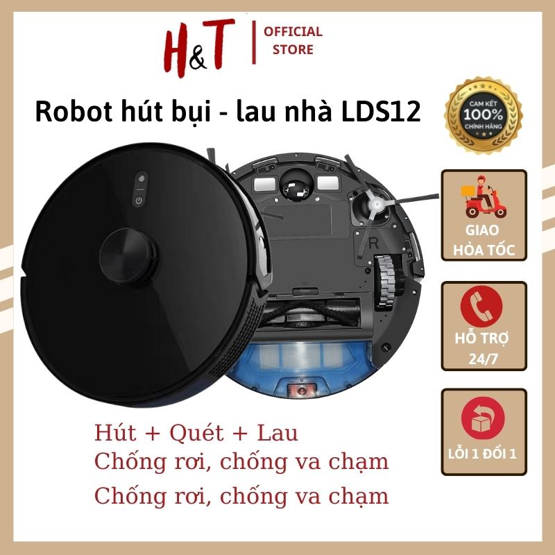 Robot hút bụi lau nhà, thông minh LDS12 tự sạc pin - điều khiển qua APP điện thoại - khả năng leo dốc cực đỉnh
