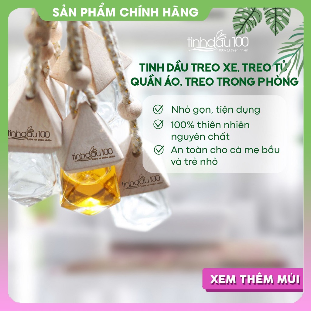 Lọ đựng tinh dầu treo xe ô tô, tủ quần áo, phòng vệ sinh bằng thủy tinh, nắp gỗ, hình lục lăng 7ml Tinh Dầu 100 Shop