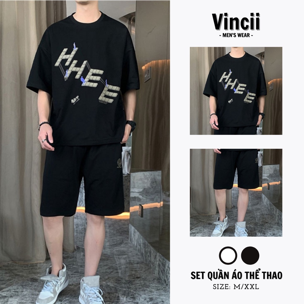 Quần Áo Nam Mùa Hè Vincii Đồ Bộ Thể Thao Cao Cấp Cotton Ngắn Tay Mềm Mịn Thấm Hút Mồ Hôi Set Bộ Mặc Nhà Bigsize