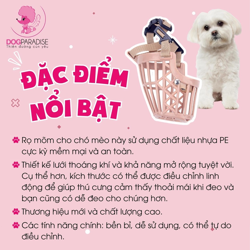 Rọ mõm cho chó mèo Pian Pian nhiều kích cỡ chất liệu nhựa dẻo an toàn - Dog Paradise