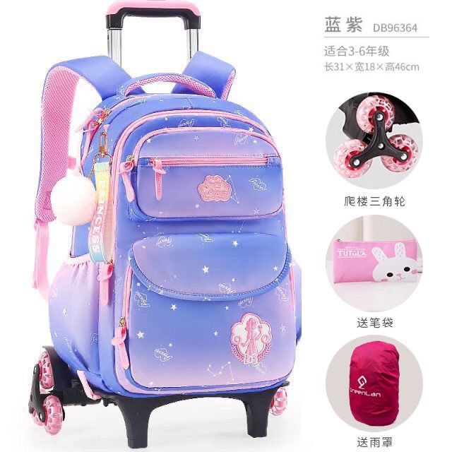 Balo kéo đi học cỡ lớn chống thấm nước dễ dàng lắp đặt cho bé trên 6 tuổi