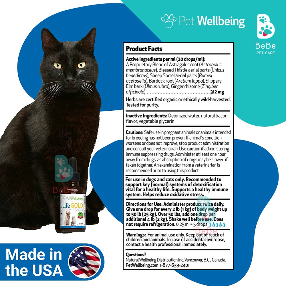 PET WELLBEING Lung Gold - Sản Phẩm Hỗ Trợ Chức Năng Phổi Cho Chó Mèo - Nhập Khẩu Từ Mỹ