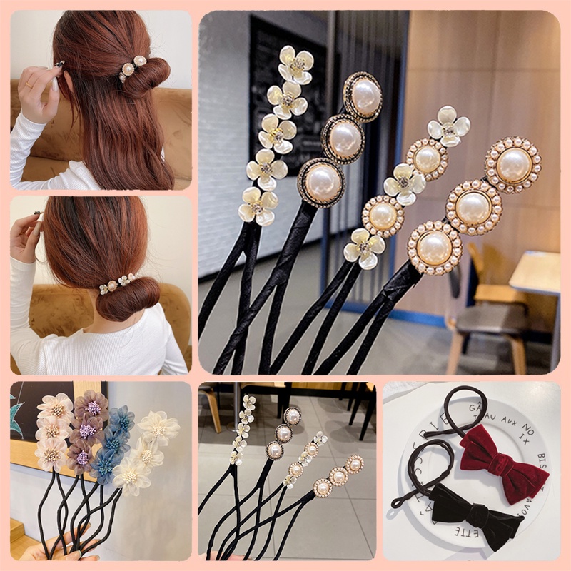 Kẹp tóc hình hoa đính ngọc trai giả xinh xắn cho nữ