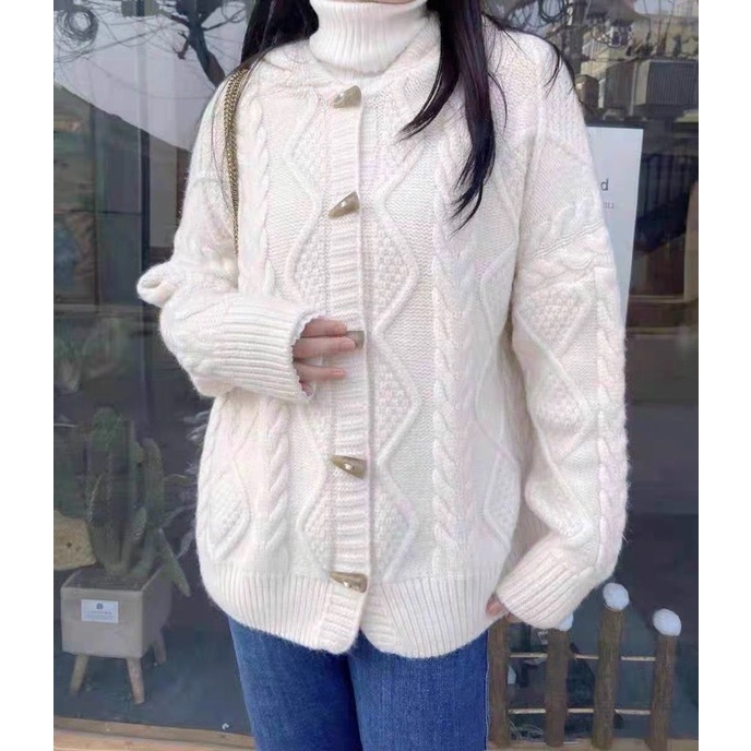 Áo Khoác len Cadigan bo tay có mũ cúc cách điệu | BigBuy360 - bigbuy360.vn