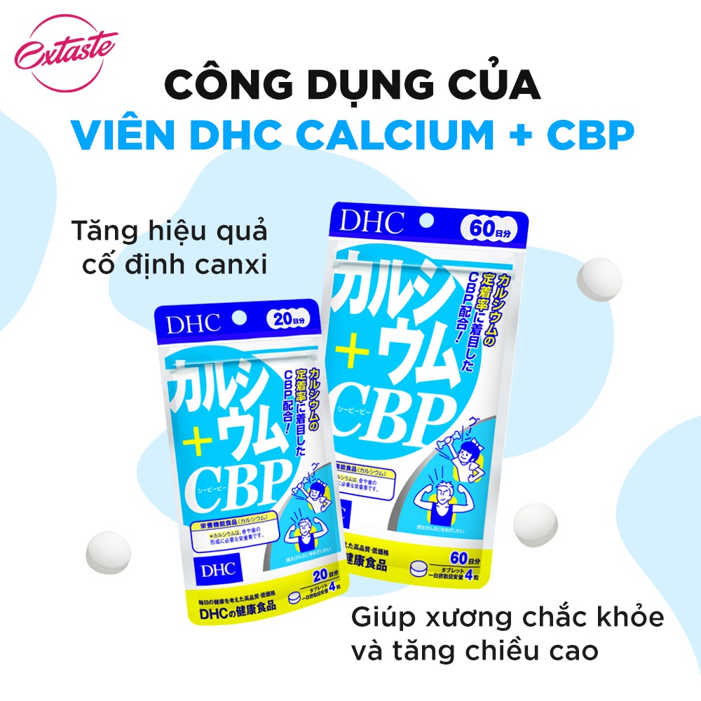 Viên uống canxi DHC calcium CBP giảm nguy cơ loãng xương, đau nhức xương khớp 30/90 viên  extaste