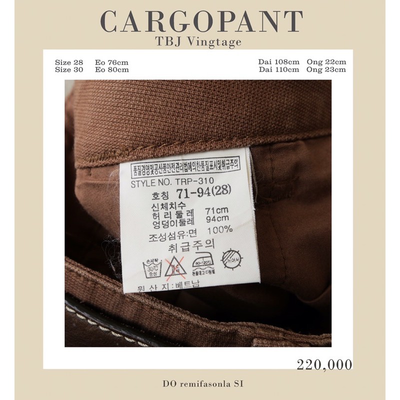 Quần Túi Hộp Nâu Vintage TBJ Korea - Hàng Mới - Quần Cargo Nâu Thời Trang Vải Bố Dày