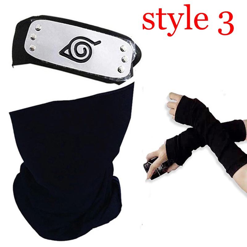 Băng đô mặt nạ dây chuyền găng cổ tay họa tiết Anime Naruto Akatsuki Uchiha Sasuke Hatake Kakashi dùng Cosplay