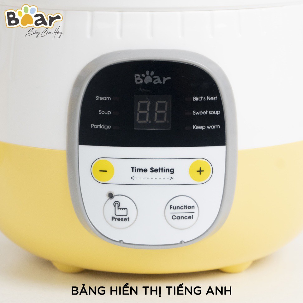 NỒI NẤU CHÁO CHẬM NINH, HẦM, HẤP CÁCH THUỶ 4 IN 1 Nồi nấu chậm Bear tiện lợi an toàn chính hãng | Hagu Official