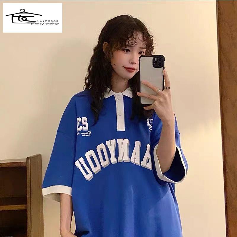 Áo Thun POLO Cotton Tay Ngắn Phong Cách Retro Đường Phố Thời Trang Xuân Hè Cho Nữ