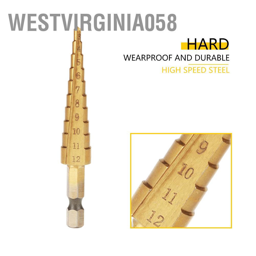 Hot Deals 1 cái thép tốc độ cao Bước hình nón Máy khoan lỗ cắt lỗ Hex Shank Mạ titan Westvirginia058 Spot Express