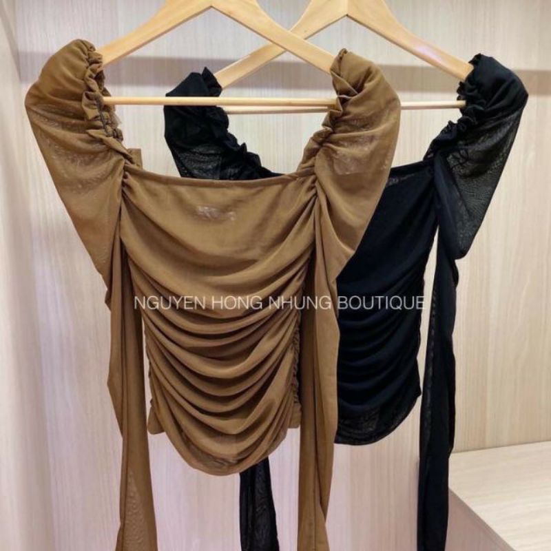 Áo lưới nhún cổ vuông hàng QCL1