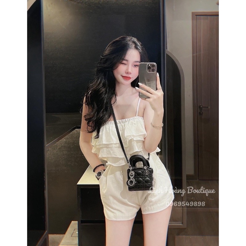 Set hai dây  trắng bèo tầng + set lụa live