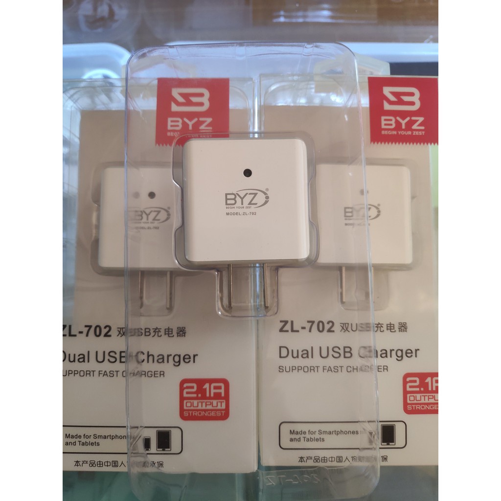 Củ/ cốc sạc 2 cổng Byz ZL702 ( CHÍNH HÃNG) Bảo hành 12 tháng, hỗ trợ sạc nhanh