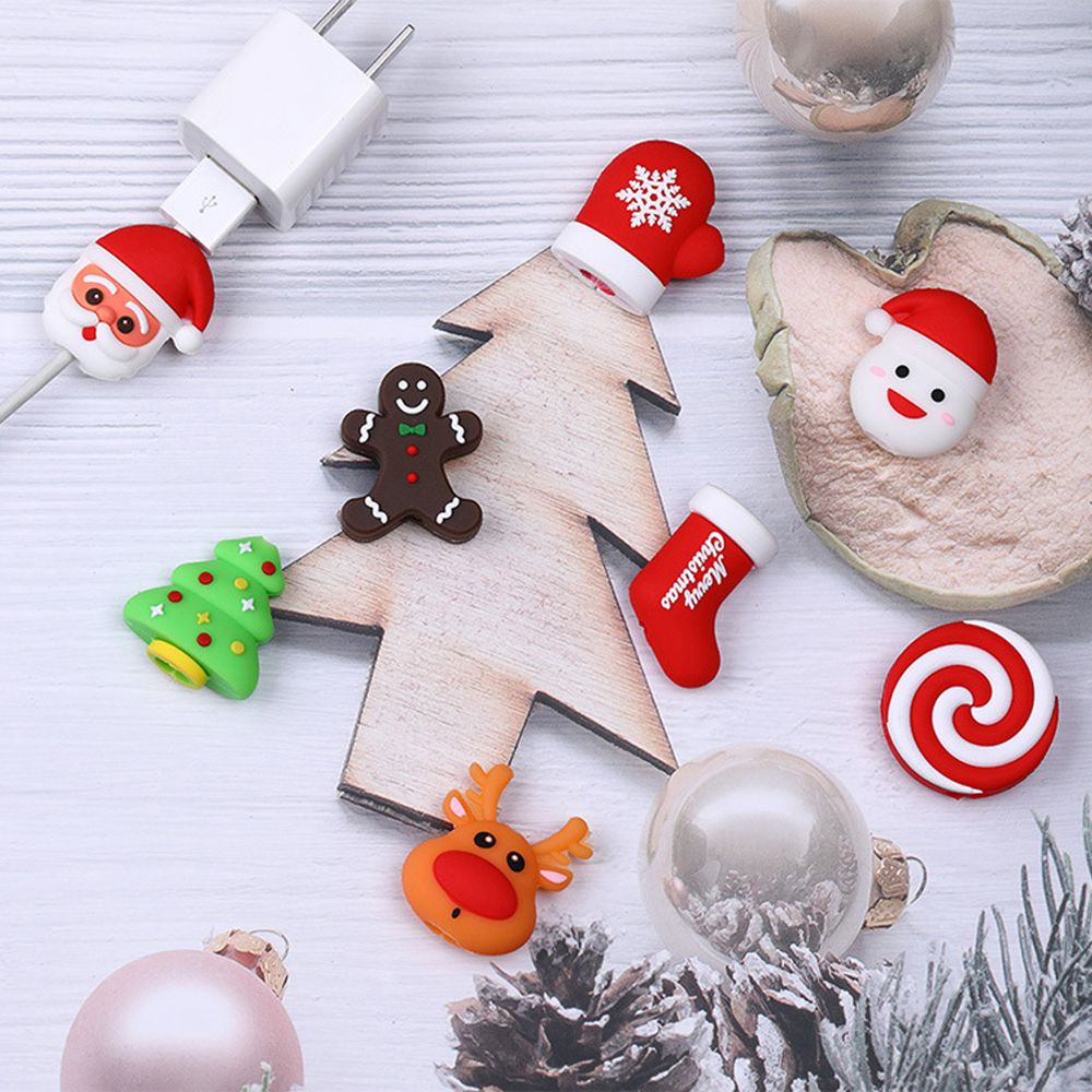 Vỏ bọc bảo vệ dây cáp sạc/ tai nghe hình ông già noel dễ thương tiện dụng