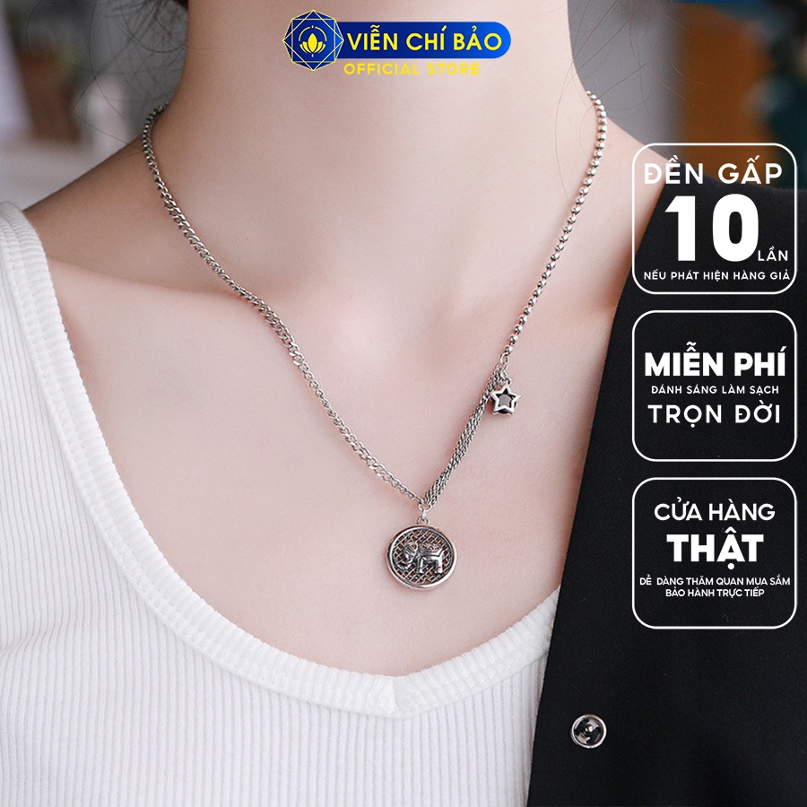 Dây chuyền bạc nữ cổ điển charm voi ngôi sao may mắn  bạc Thái 925 thời trang phụ kiện trang sức Viễn Chí Bảo D000190