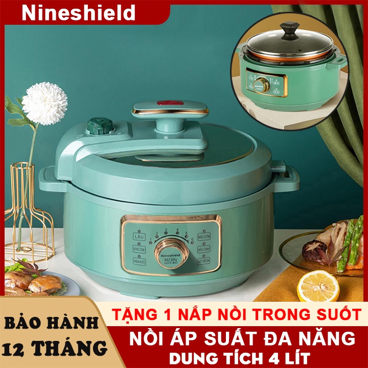 Nồi Áp Suất Đa Năng NINESHIELD 4L - Hầm, Nấu Bảo Toàn Dinh Dưỡng - Bảo Hành 12 Tháng