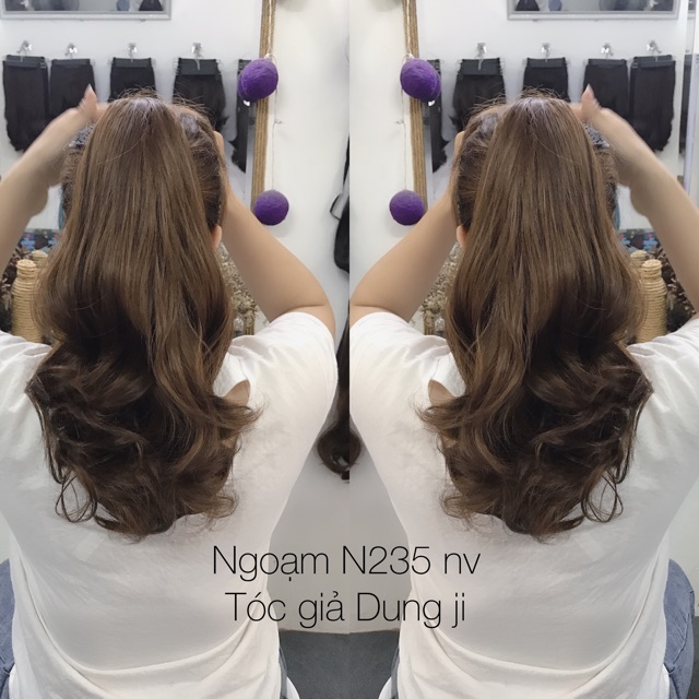 N52 Tóc giả ngoạm đuôi ngựa xoăn 35cm