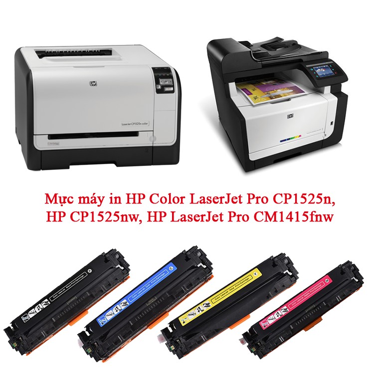 Mực in màu cho máy in Hp CP1525n, CP1525nw, CM1415fnw | Mực laser màu 128A CE320A/ CE321A/ CE322A/ CE323A