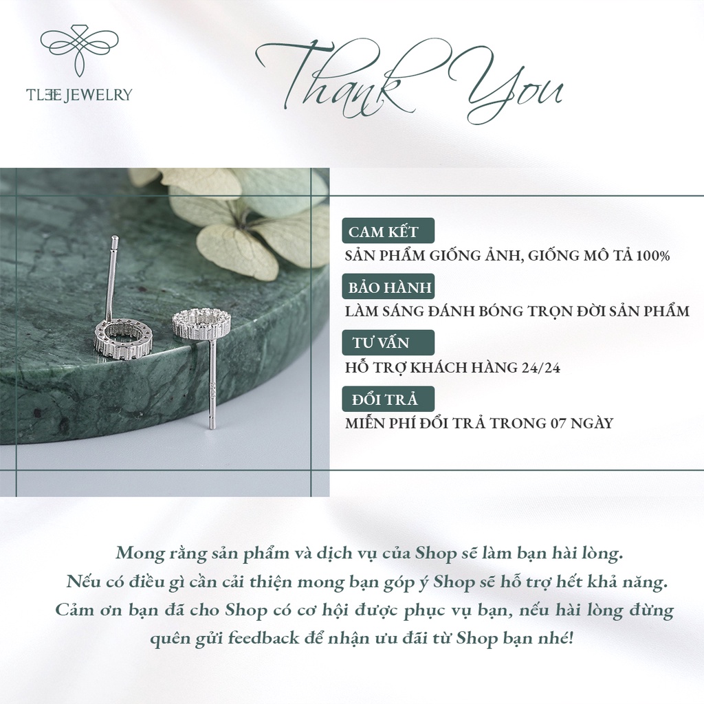 Khuyên tai bạc nữ TLEE hình tròn nạm đá xinh xắn NCJ B0150
