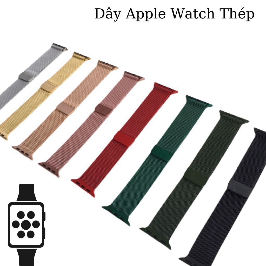 Dây Đồng Hồ Thông Minh ⚡ Dây Ép Pồ Watch Thép Không Gỉ Milanese Loop Sang Chảnh - Hot Trend ⚡ Series 5/4/3/2/1