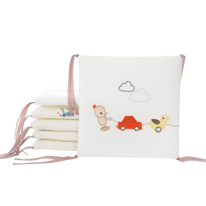 Set 6 Gối Cotton Mềm Bảo Vệ Nôi Em Bé Sơ Sinh