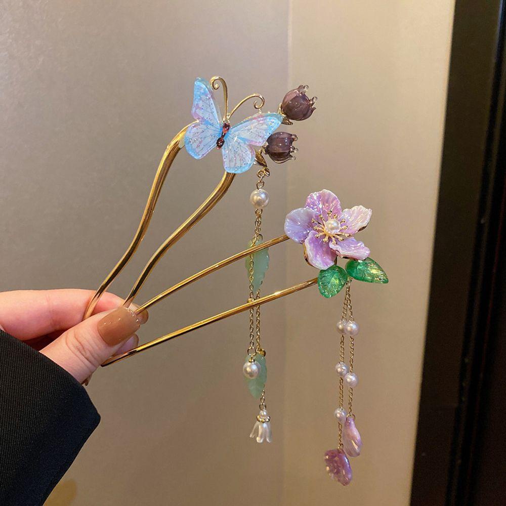 Trâm Cài Tóc Phối Tua Rua Hoa Phong Cách Trung Hoa Thanh Lịch Cho Nữ WMES15H