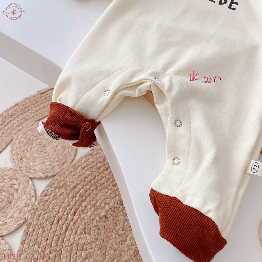 Bodysuit áo liền quần dài tay thu đông BEBE viền nâu cho bé trai từ 6-12kg [TB19]