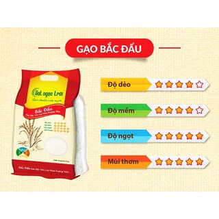 Gạo Hạt Ngọc Trời Bắc Đẩu túi 5kg - lúa mùa 6 tháng gạo trắng ráo mềm thơm ngọt cơm