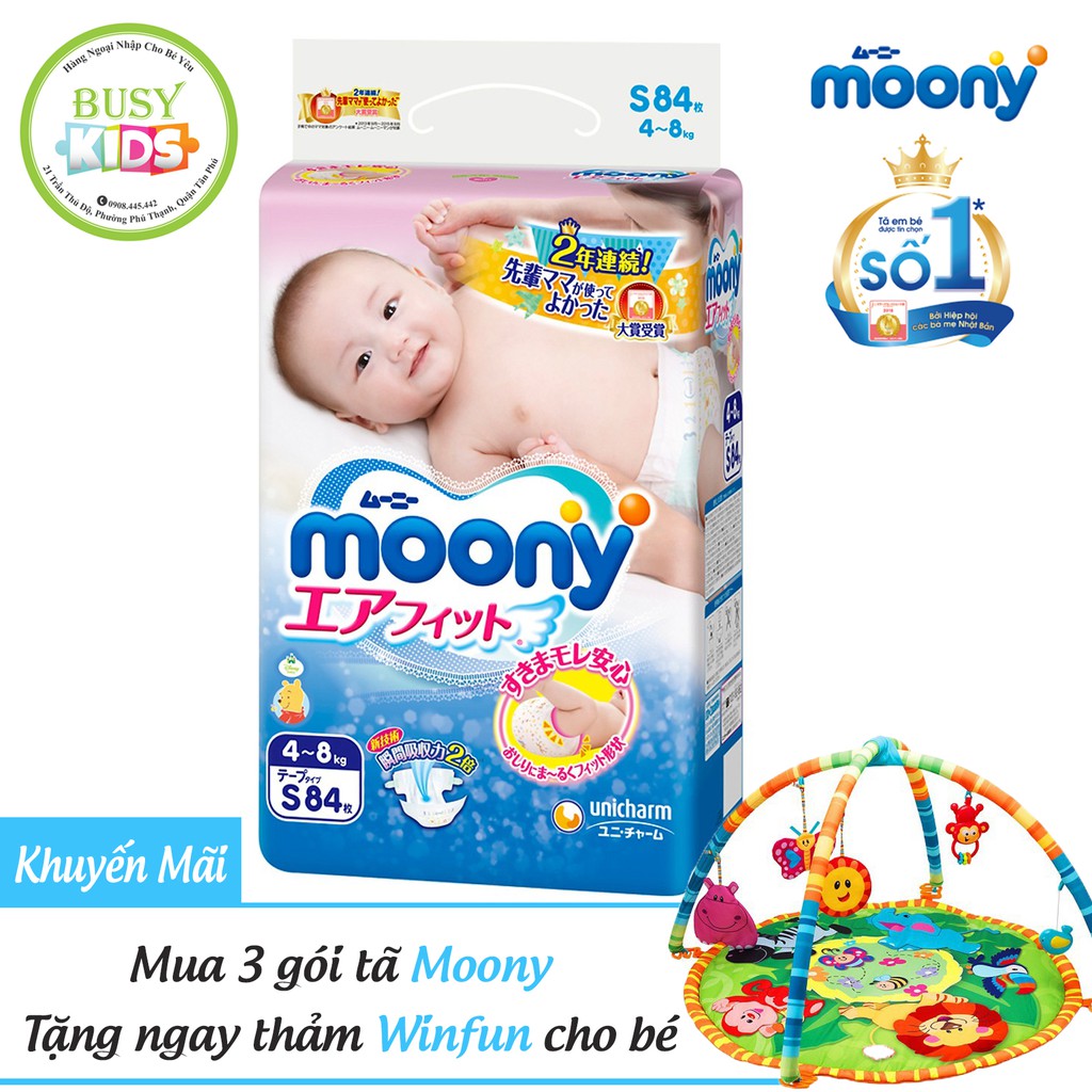 {Tặng thảm WinFun khi mua 3 gói tã Moony} Tã Moony Chính Hãng Unicharm VN- Đủ Size Nb90/S84/M64/L54-M58/L44/XL38/XXL26