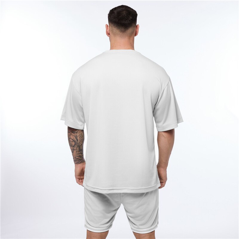 Áo thun tay ngắn dáng rộng phối lưới mau khô thời trang mùa hè cá tính dễ phối đồ cho nam