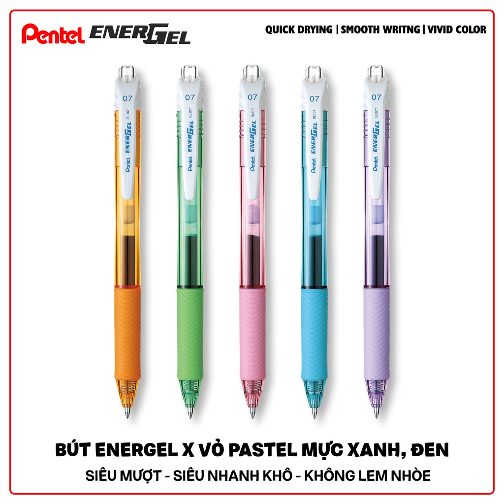 [Mã LIFE0803ALL giảm 10% đơn 0K] Bút Energel Pentel Siêu Nhanh Khô Vỏ Pastel 0.5 - 0.7mm [Hàng Chính Hãng]