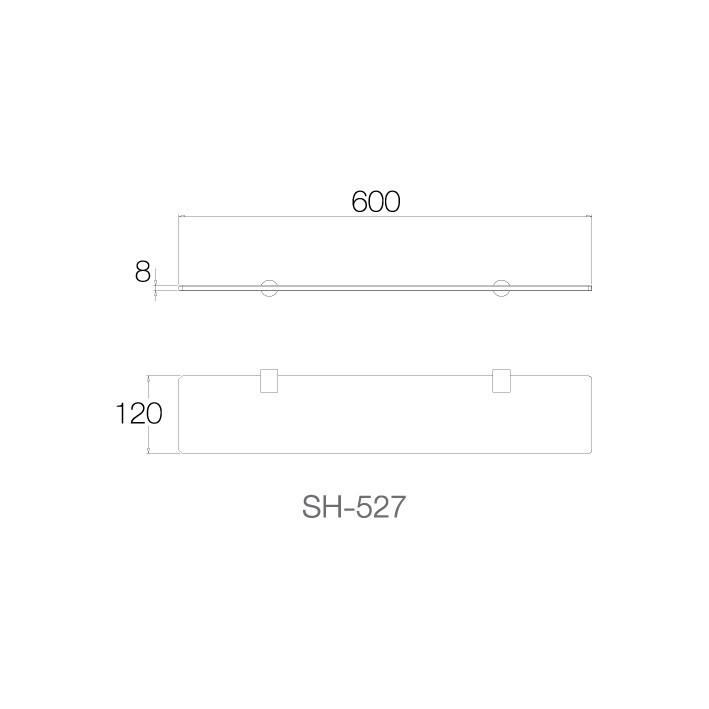 Kệ phòng tắm kính cường lực 8mm - SH-527 - INOX SUS 304 ‭（ Sản xuất tại ThaiLand )