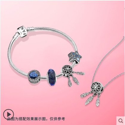 PANDORA Vòng Tay Bạc 925 Mặt Trái Tim Có Khóa Cài Hình Trái Tim