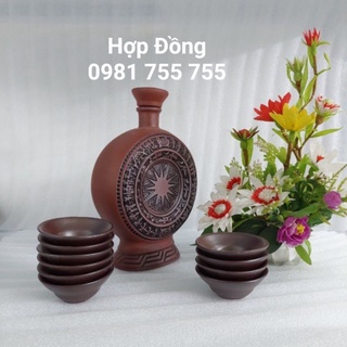 Vò Rượu Trống Đồng,bình 1L Gốm Bát Tràng cao cấp