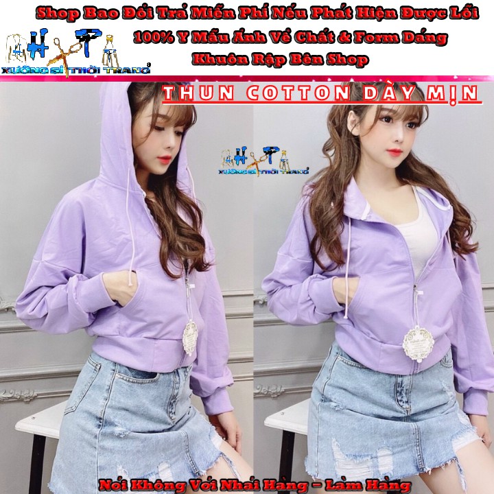 Áo khoác lửng nữ thun cotton dày dặn mẫu trơn hót 2020 | BigBuy360 - bigbuy360.vn