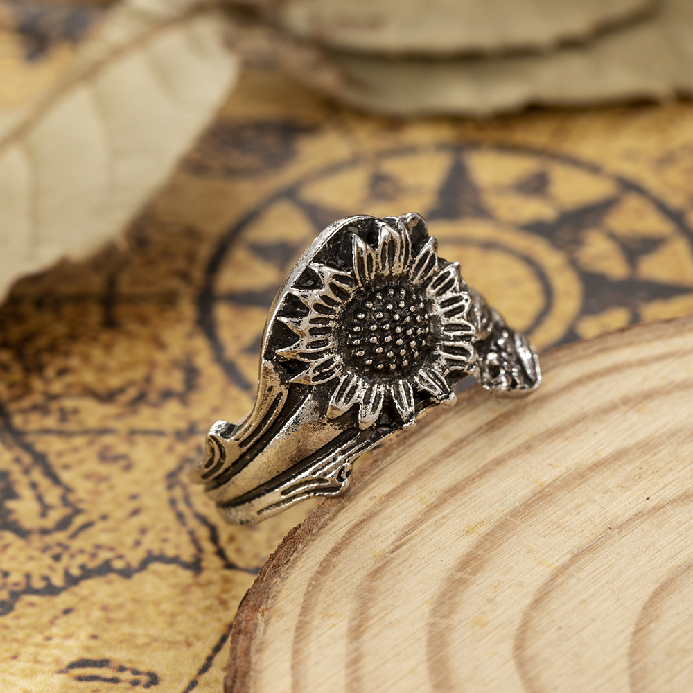 Nhẫn Hở Hình Muỗng Và Hoa Hướng Dương Phong Cách Boho
