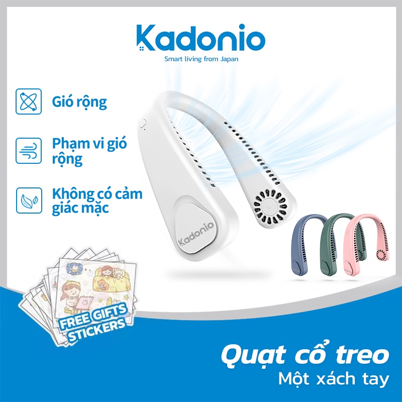 KADONIO Quạt Không Cánh Tích Quạt Đeo Cổ Mini Cầm Tay Gió Xung Quanh 360 ° Mọi Điều Chỉnh Góc Độ Gió Mạnh 3 Tốc Độ Sạc Qua Usb KL-FN26
