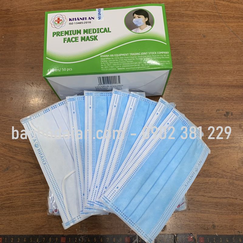 Khẩu trang y tế kháng khuẩn 4 lớp Khánh An - (hộp 50 cái)