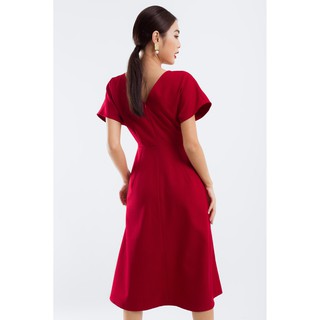 EDINI - D1211 Đầm đỏ xoắn ngực